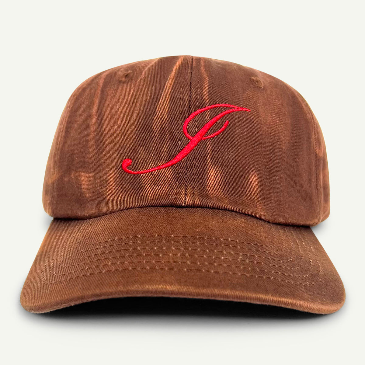 Embroidered Hat – Sun Faded Brown / Red – Imagine Garments