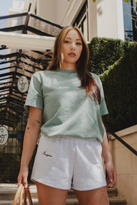 Embroidered T-Shirt – Sage Green