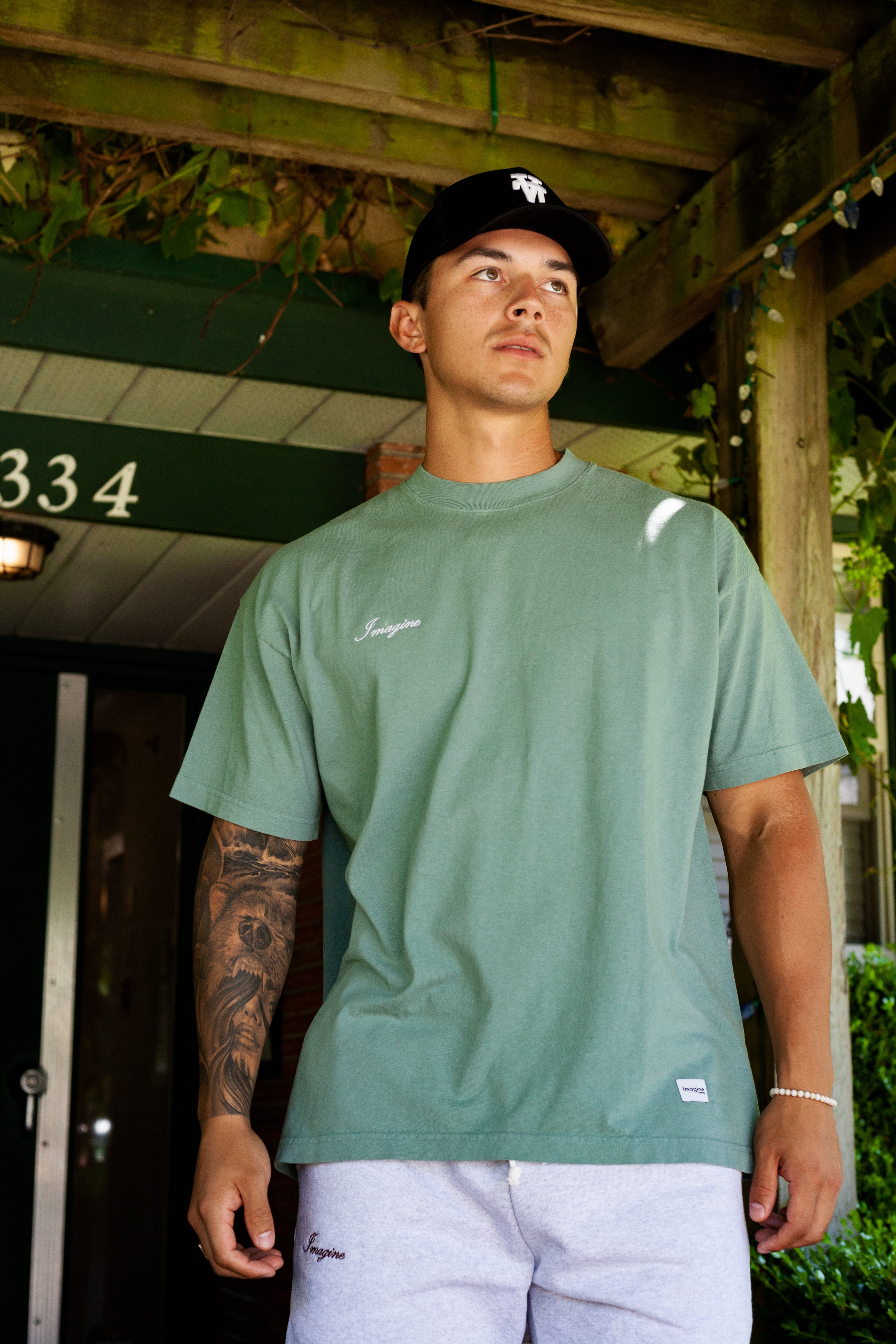 Embroidered T-Shirt – Sage Green